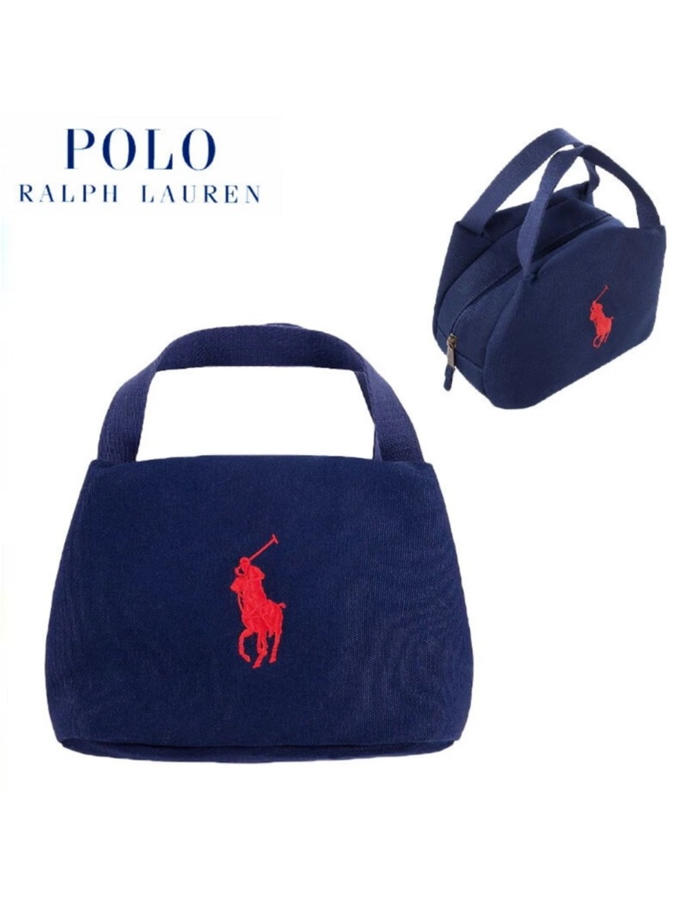 Polo Ralph Lauren Navy Canvas Tote with Red Pony